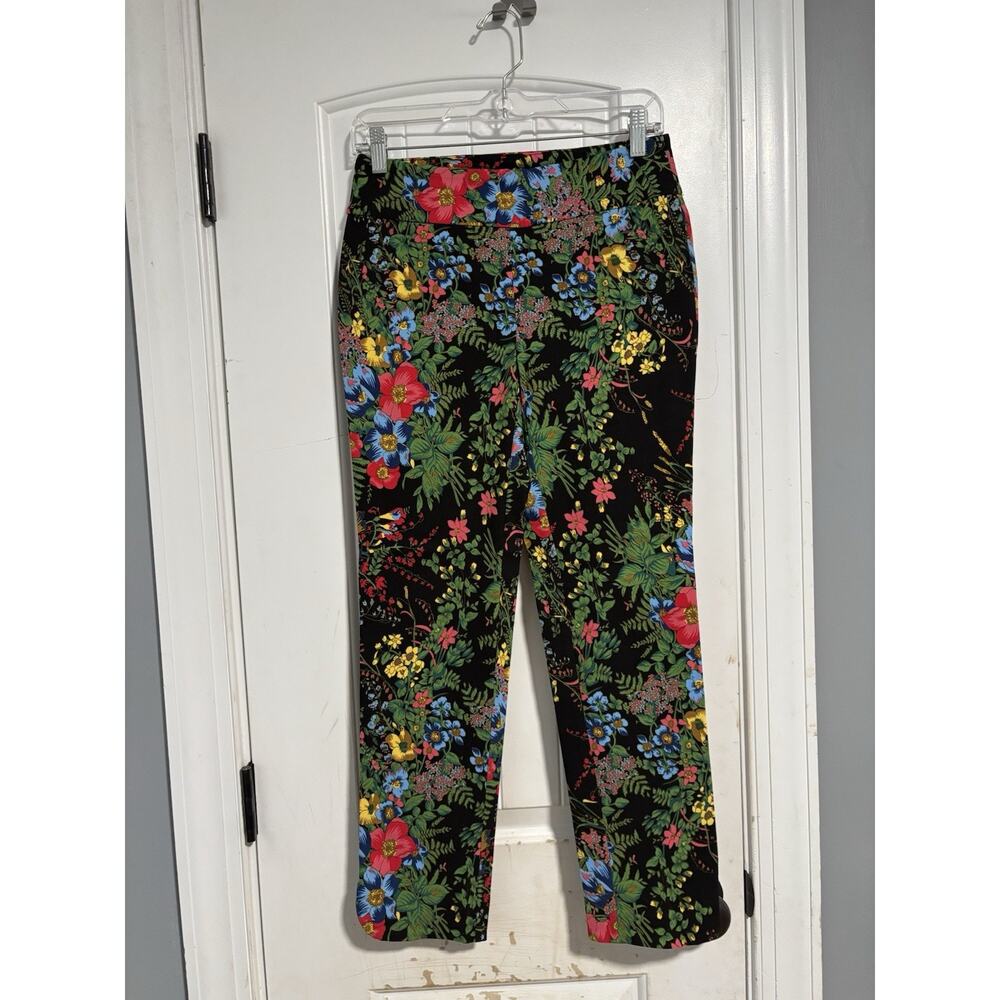 Soft Surroundings Ankle Pants Womens Small Black Floral‎ In Bloom Rustic Garden